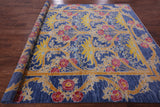 Blue William Morris Hand Knotted Wool Rug - 8' 7" X 10' 0" - Golden Nile