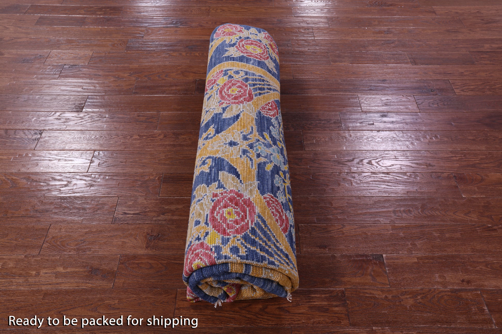 Blue William Morris Hand Knotted Wool Rug - 8' 7" X 10' 0" - Golden Nile