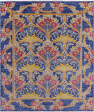 Blue William Morris Hand Knotted Wool Rug - 8' 7" X 10' 0" - Golden Nile