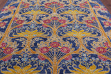 Blue William Morris Hand Knotted Wool Rug - 8' 7" X 10' 0" - Golden Nile