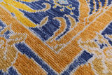 Blue William Morris Hand Knotted Wool Rug - 8' 7" X 10' 0" - Golden Nile