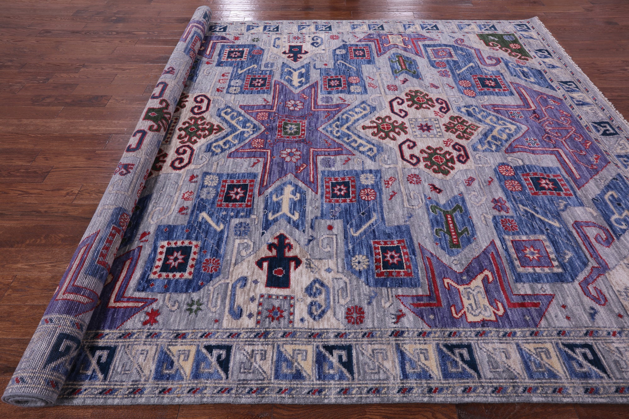 Kazak Hand Knotted Wool Rug - 9' 2" X 12' 3" - Golden Nile