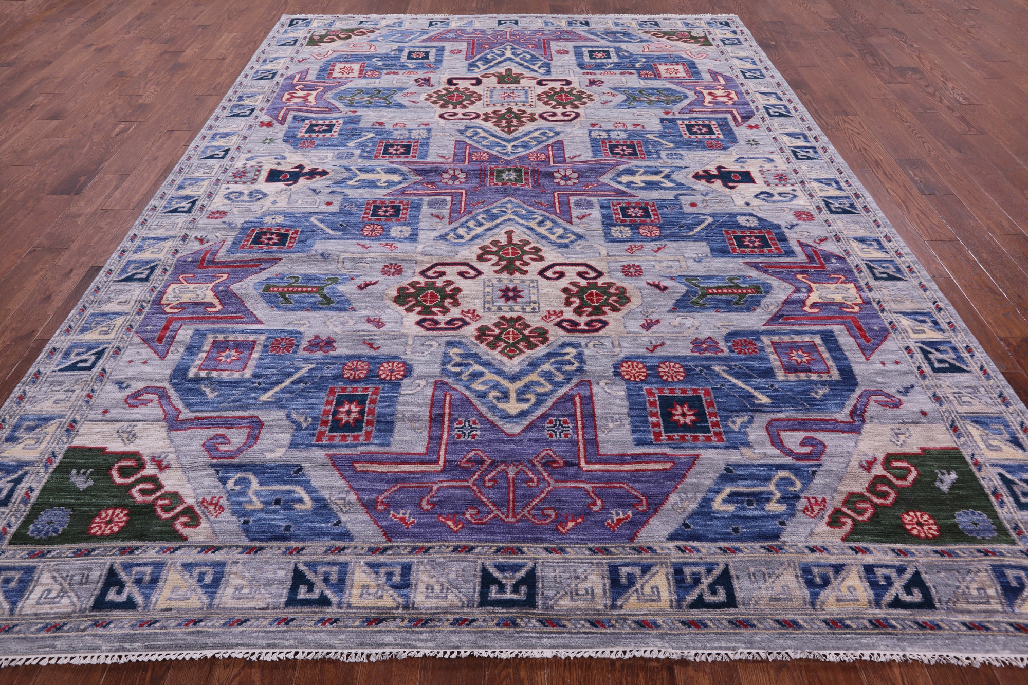 Kazak Hand Knotted Wool Rug - 9' 2" X 12' 3" - Golden Nile