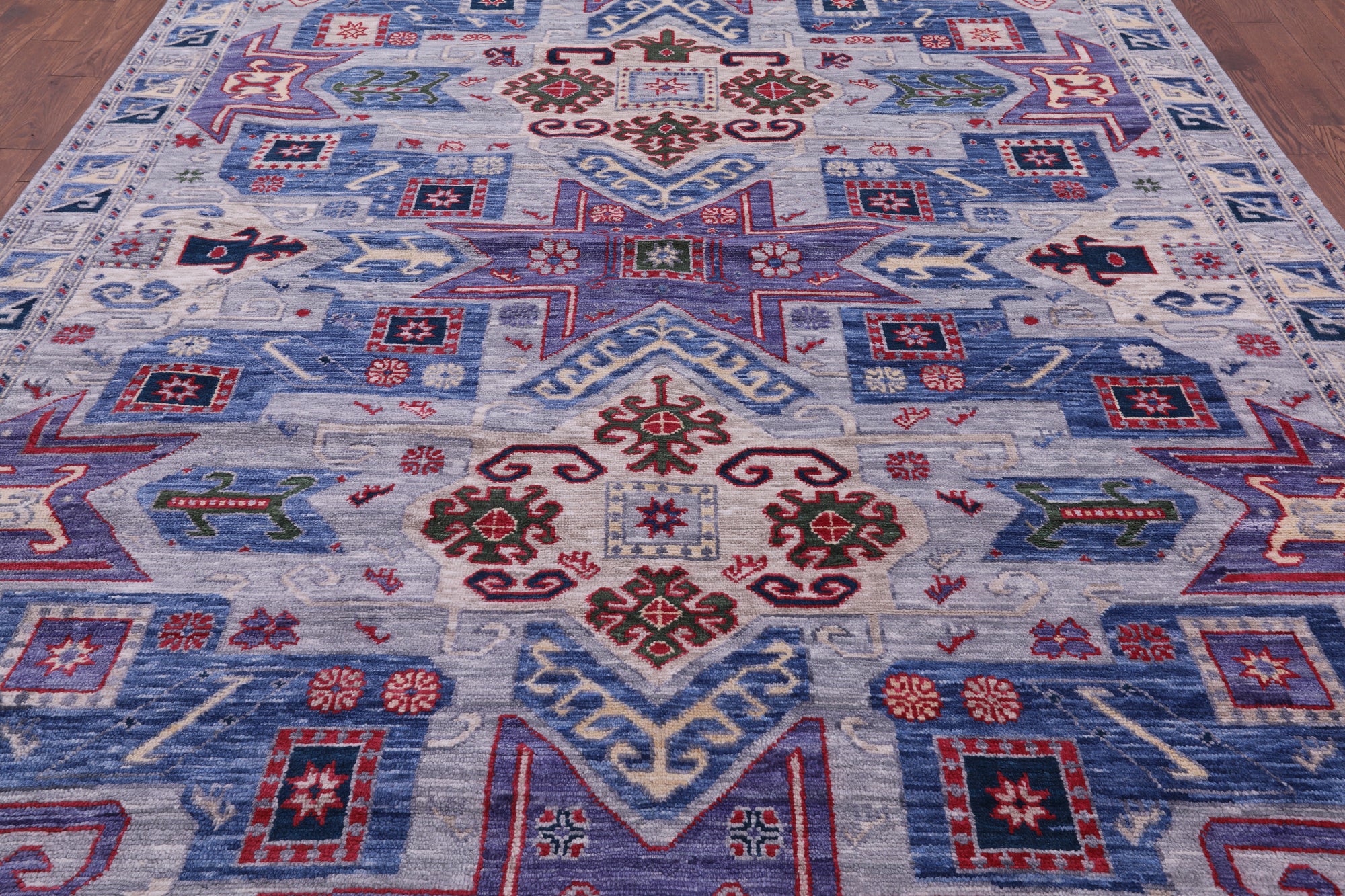 Kazak Hand Knotted Wool Rug - 9' 2" X 12' 3" - Golden Nile
