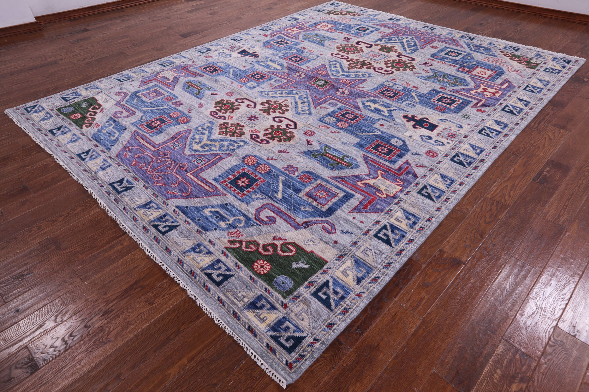 Kazak Hand Knotted Wool Rug - 9' 2" X 12' 3" - Golden Nile