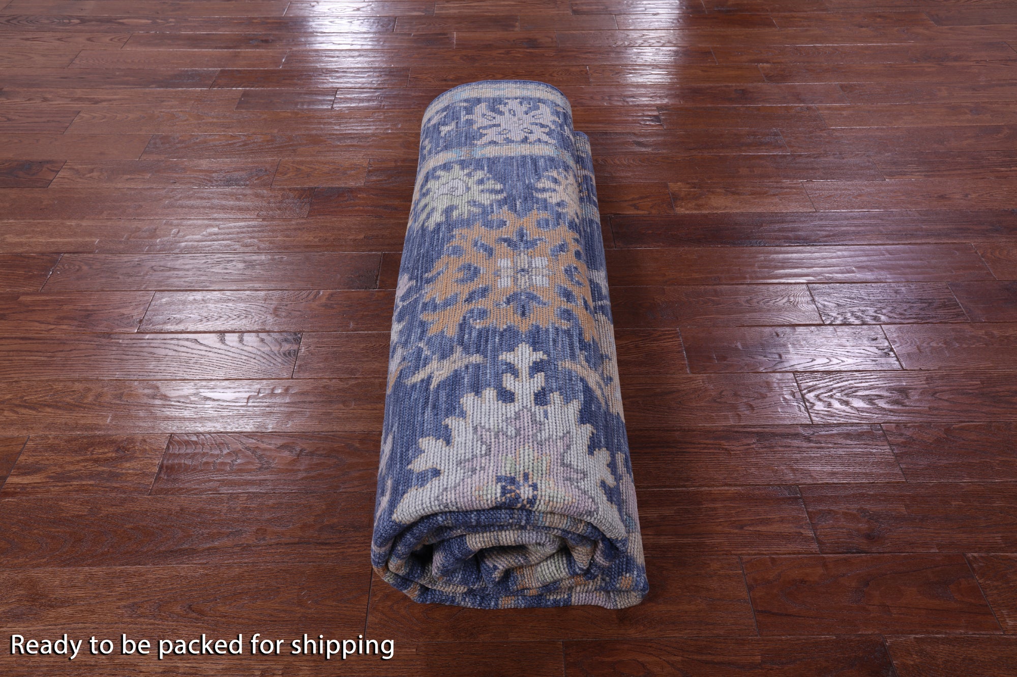 Blue Turkish Oushak Hand Knotted Wool Rug - 8' 3" X 10' 0" - Golden Nile