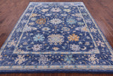 Blue Turkish Oushak Hand Knotted Wool Rug - 8' 3" X 10' 0" - Golden Nile