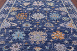 Blue Turkish Oushak Hand Knotted Wool Rug - 8' 3" X 10' 0" - Golden Nile