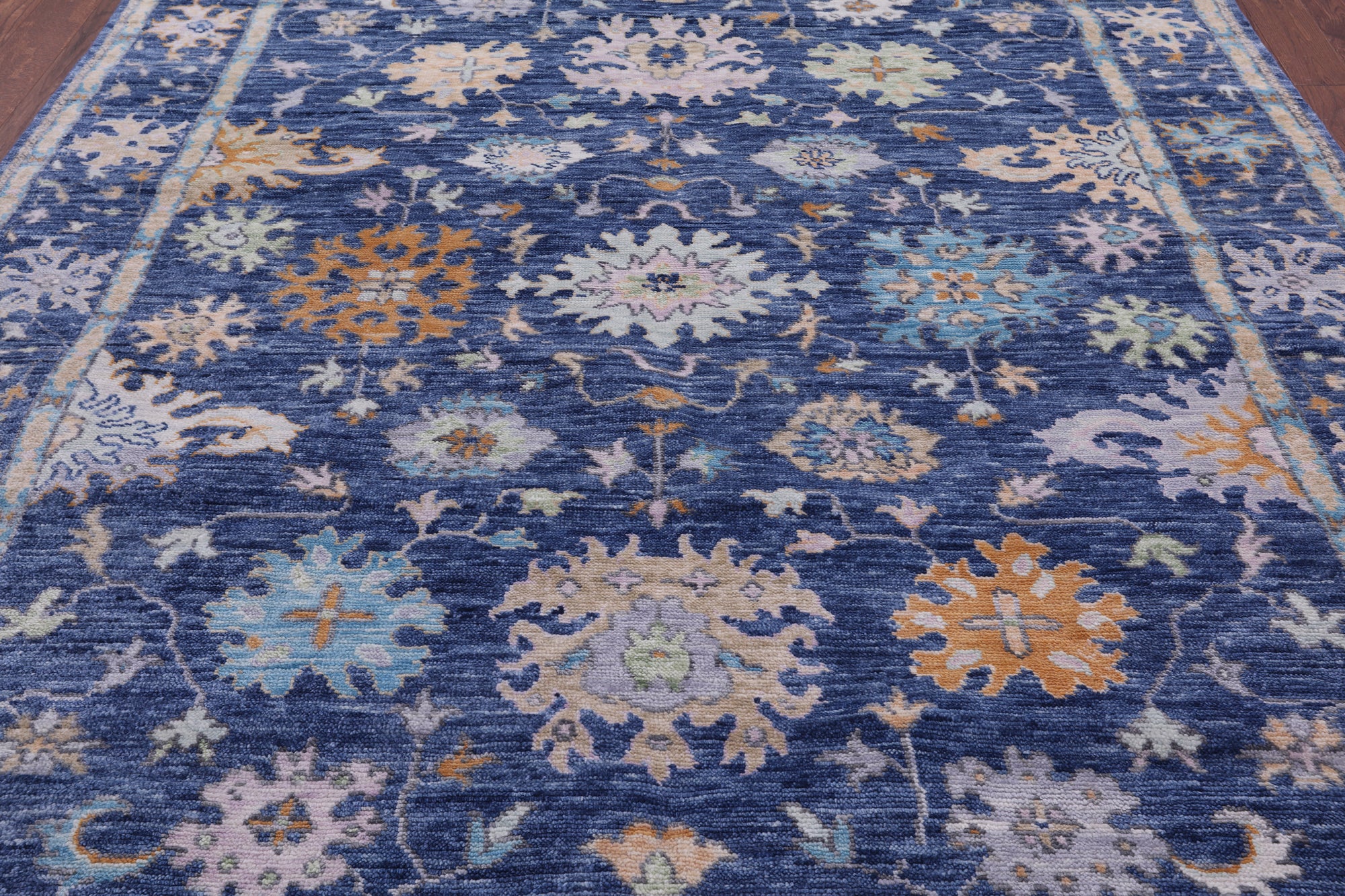 Blue Turkish Oushak Hand Knotted Wool Rug - 8' 3" X 10' 0" - Golden Nile