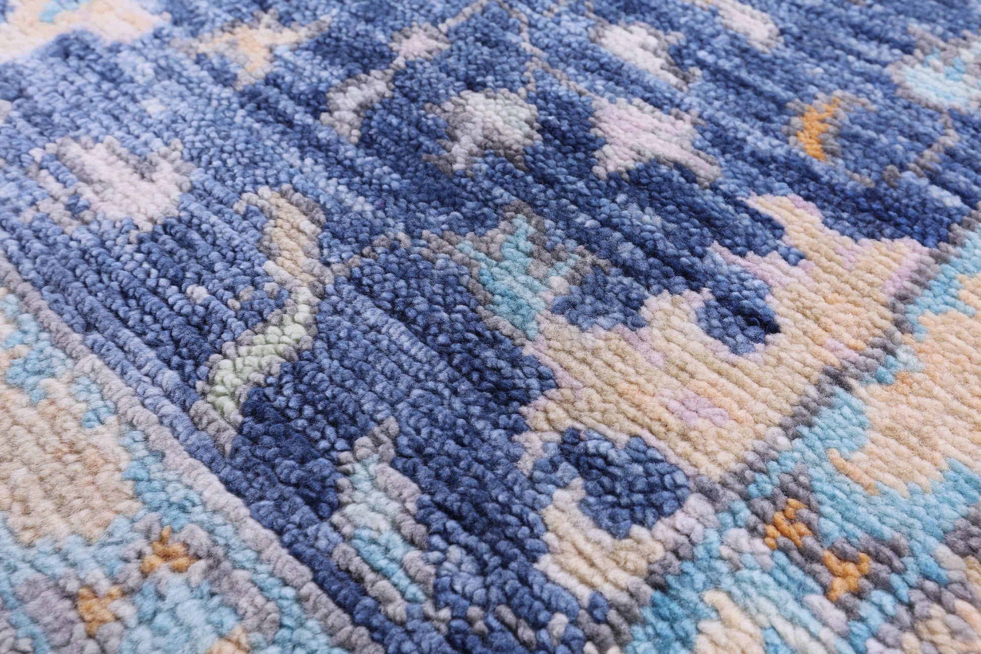 Blue Turkish Oushak Hand Knotted Wool Rug - 8' 3" X 10' 0" - Golden Nile