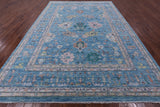 Blue Turkish Oushak Hand Knotted Wool Rug - 10' 3" X 14' 2" - Golden Nile