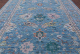Blue Turkish Oushak Hand Knotted Wool Rug - 10' 3" X 14' 2" - Golden Nile