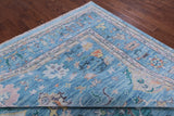 Blue Turkish Oushak Hand Knotted Wool Rug - 10' 3" X 14' 2" - Golden Nile
