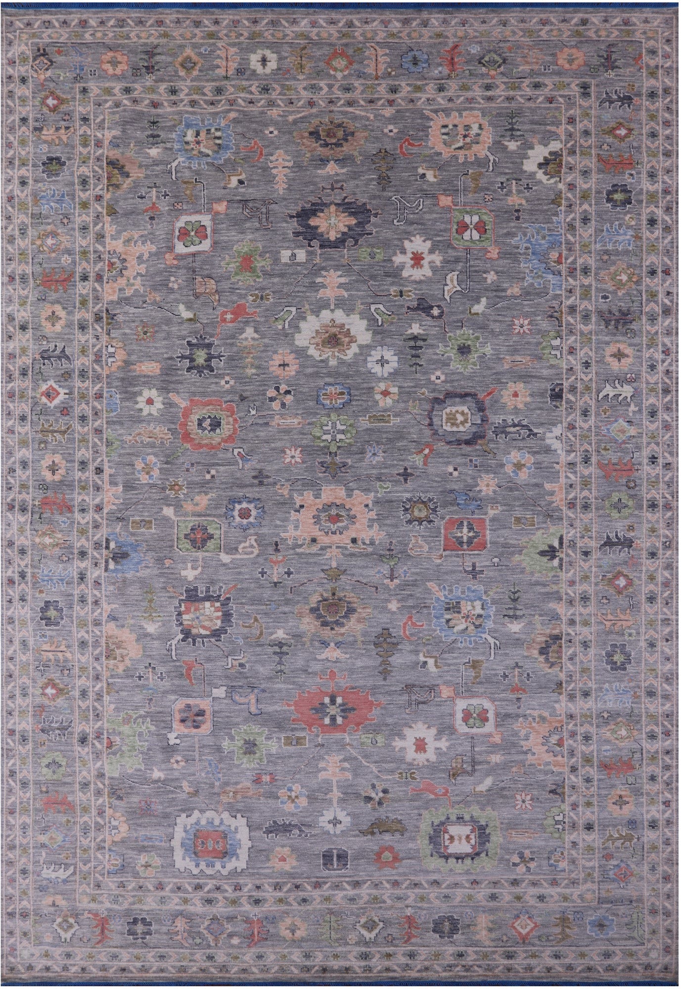 Grey Turkish Oushak Hand Knotted Wool Rug - 12' 1" X 17' 11" - Golden Nile