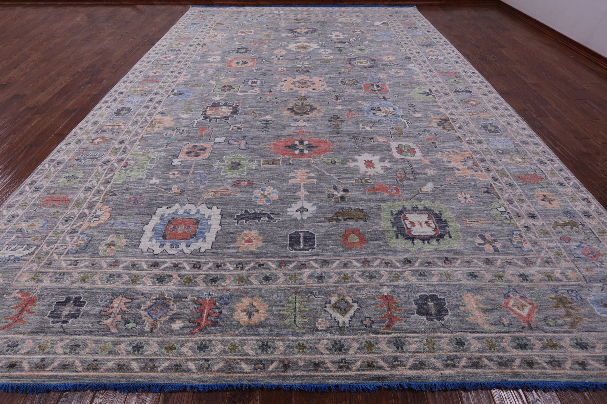 Grey Turkish Oushak Hand Knotted Wool Rug - 12' 1" X 17' 11" - Golden Nile
