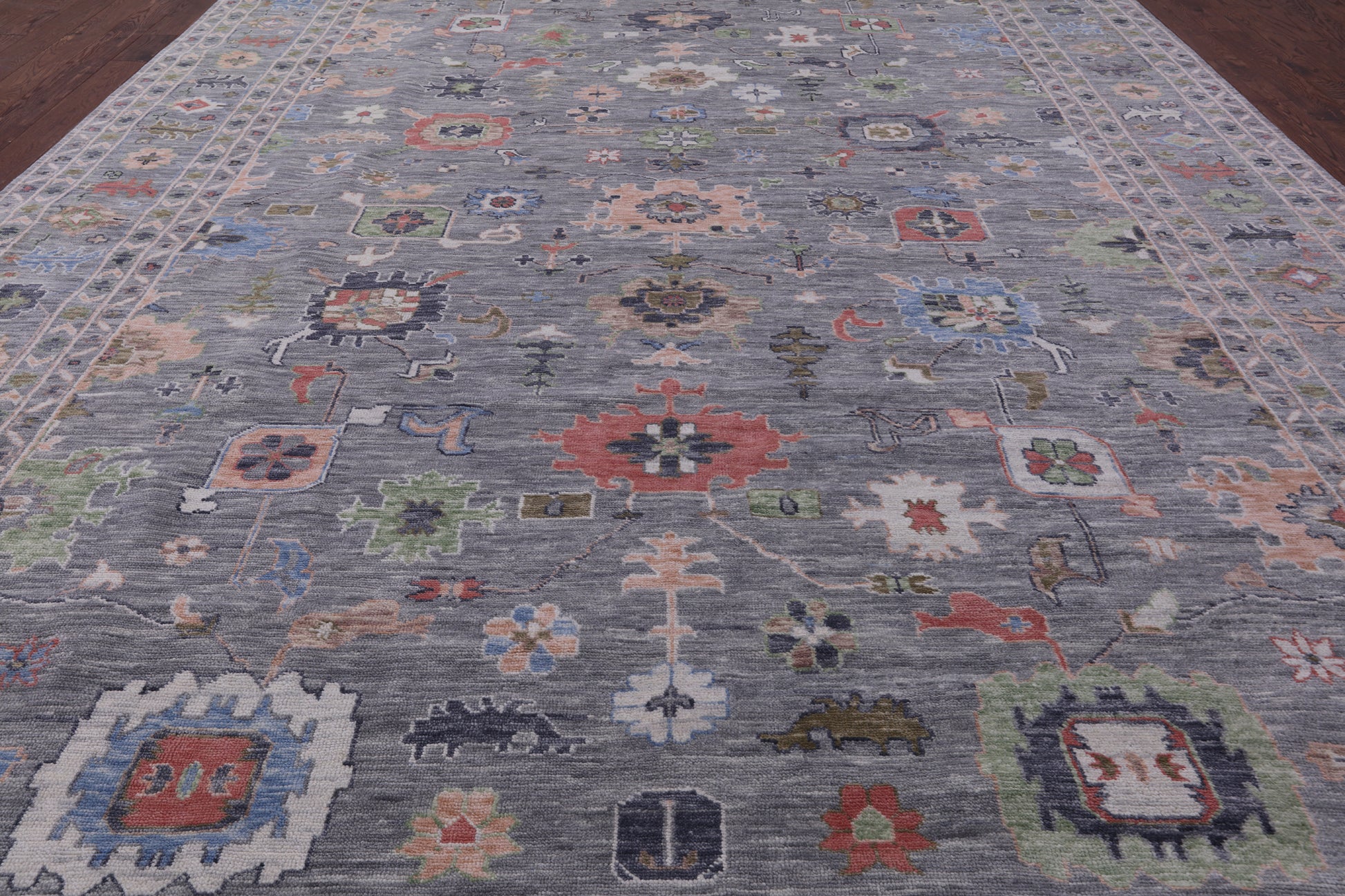 Grey Turkish Oushak Hand Knotted Wool Rug - 12' 1" X 17' 11" - Golden Nile