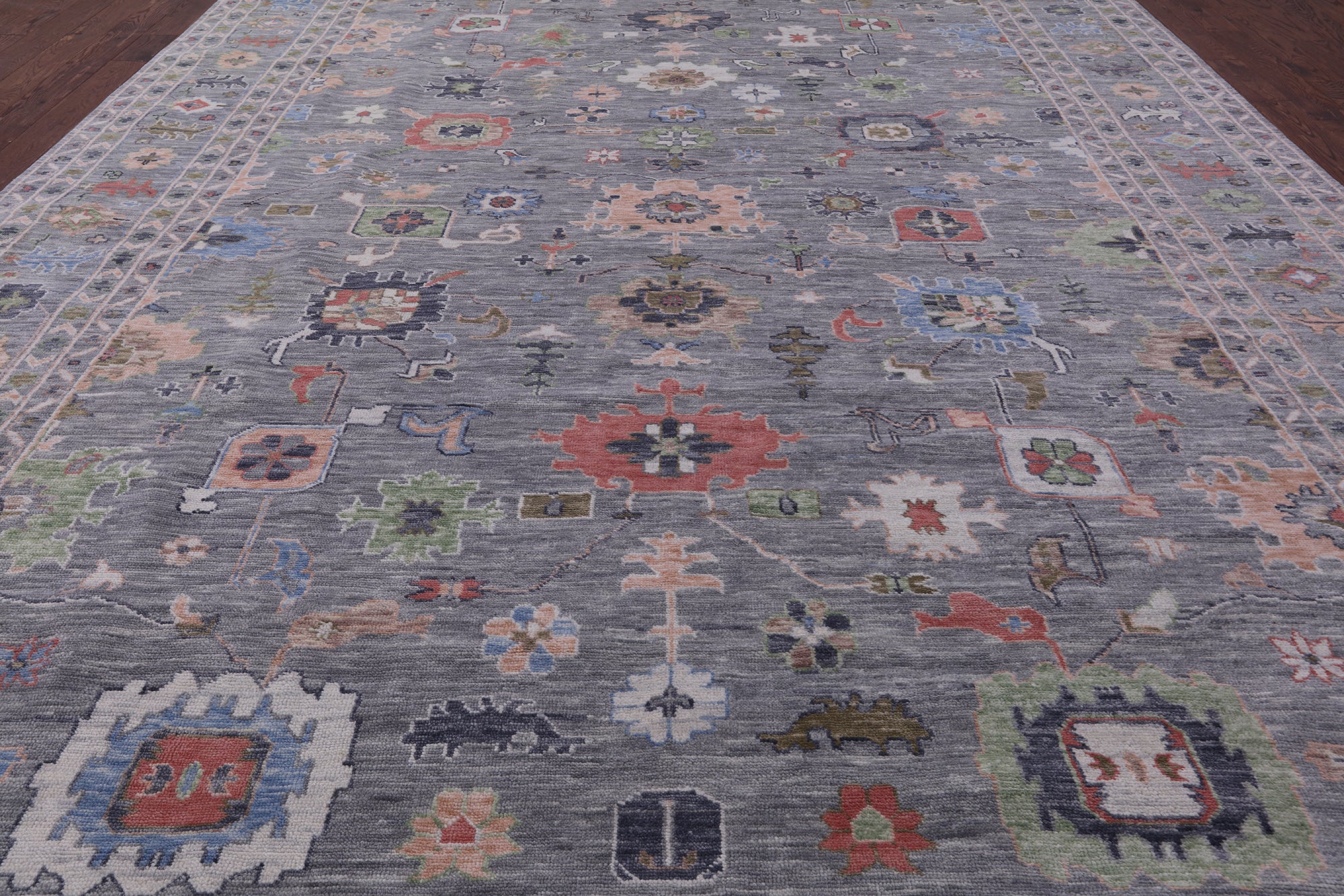 Grey Turkish Oushak Hand Knotted Wool Rug - 12' 1" X 17' 11" - Golden Nile