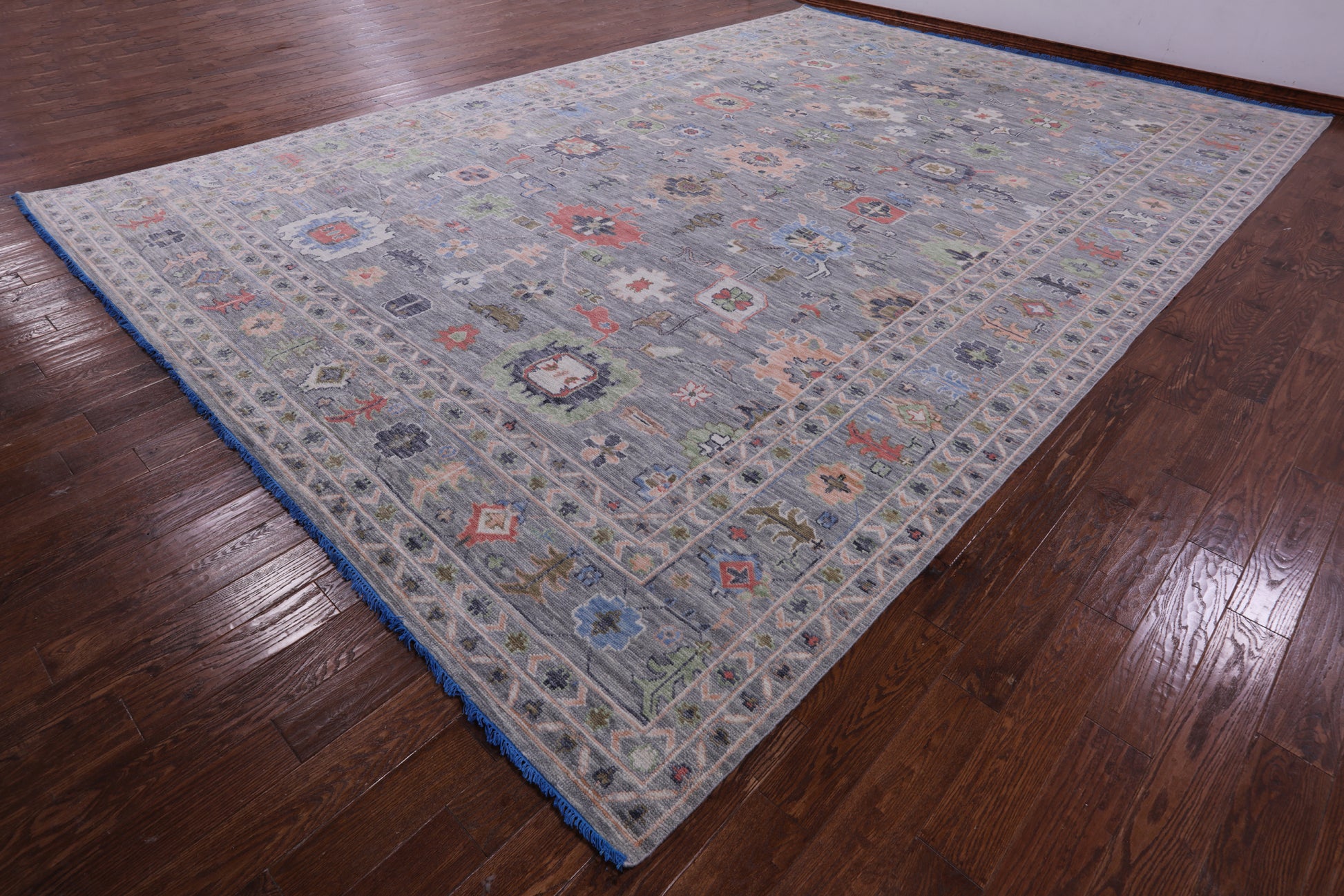 Grey Turkish Oushak Hand Knotted Wool Rug - 12' 1" X 17' 11" - Golden Nile