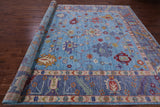 Blue Turkish Oushak Handmade Wool Rug - 10' 1" X 13' 9" - Golden Nile
