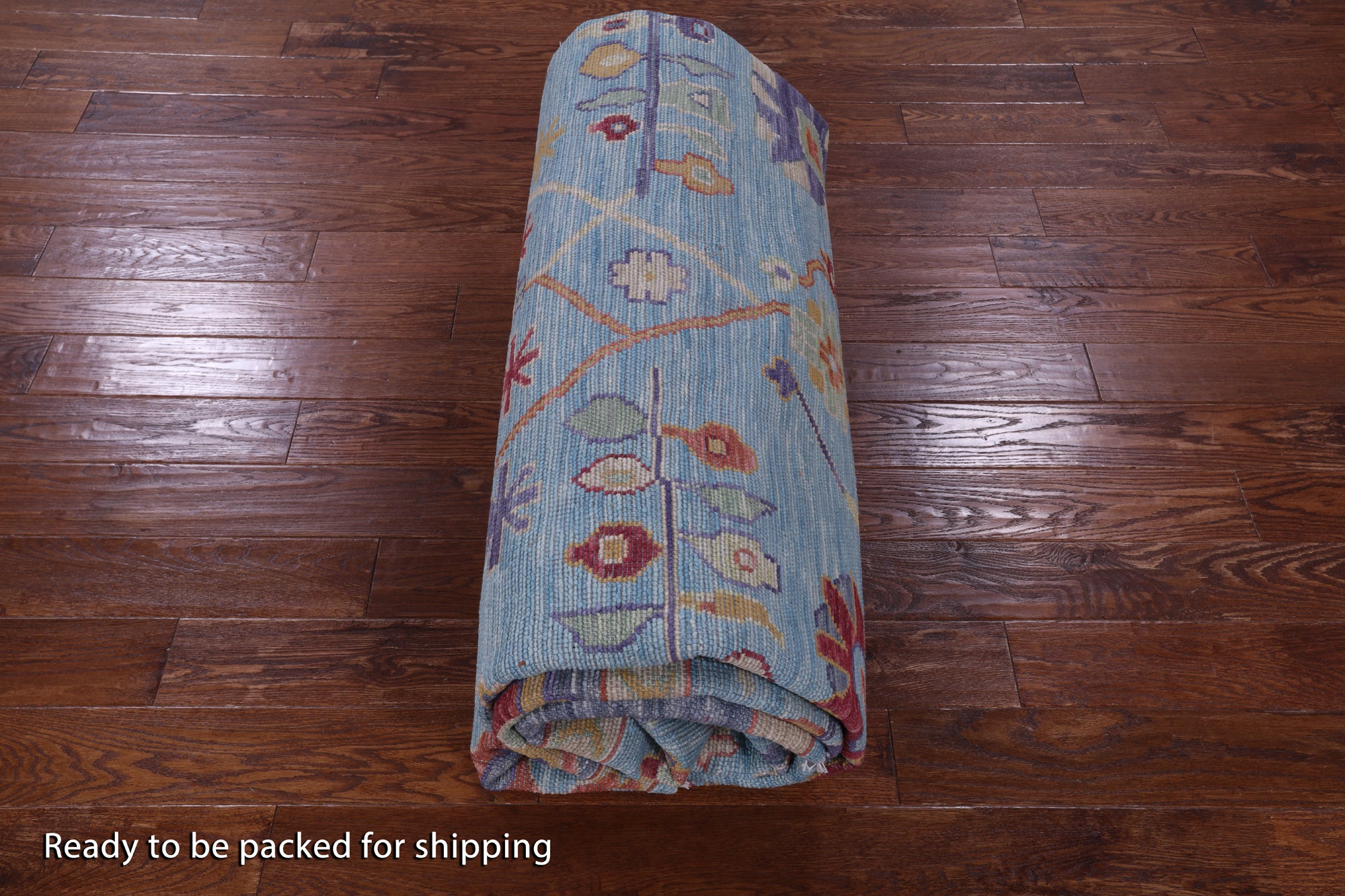 Blue Turkish Oushak Handmade Wool Rug - 10' 1" X 13' 9" - Golden Nile