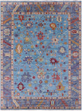 Blue Turkish Oushak Handmade Wool Rug - 10' 1" X 13' 9" - Golden Nile