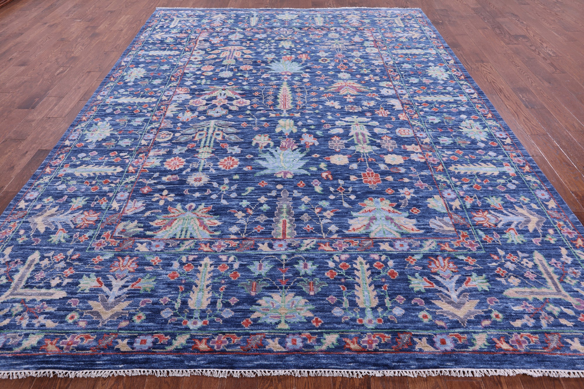 Blue Turkish Oushak Hand Knotted Wool Rug - 9' 0" X 11' 11" - Golden Nile