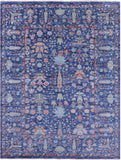 Blue Turkish Oushak Hand Knotted Wool Rug - 9' 0" X 11' 11" - Golden Nile