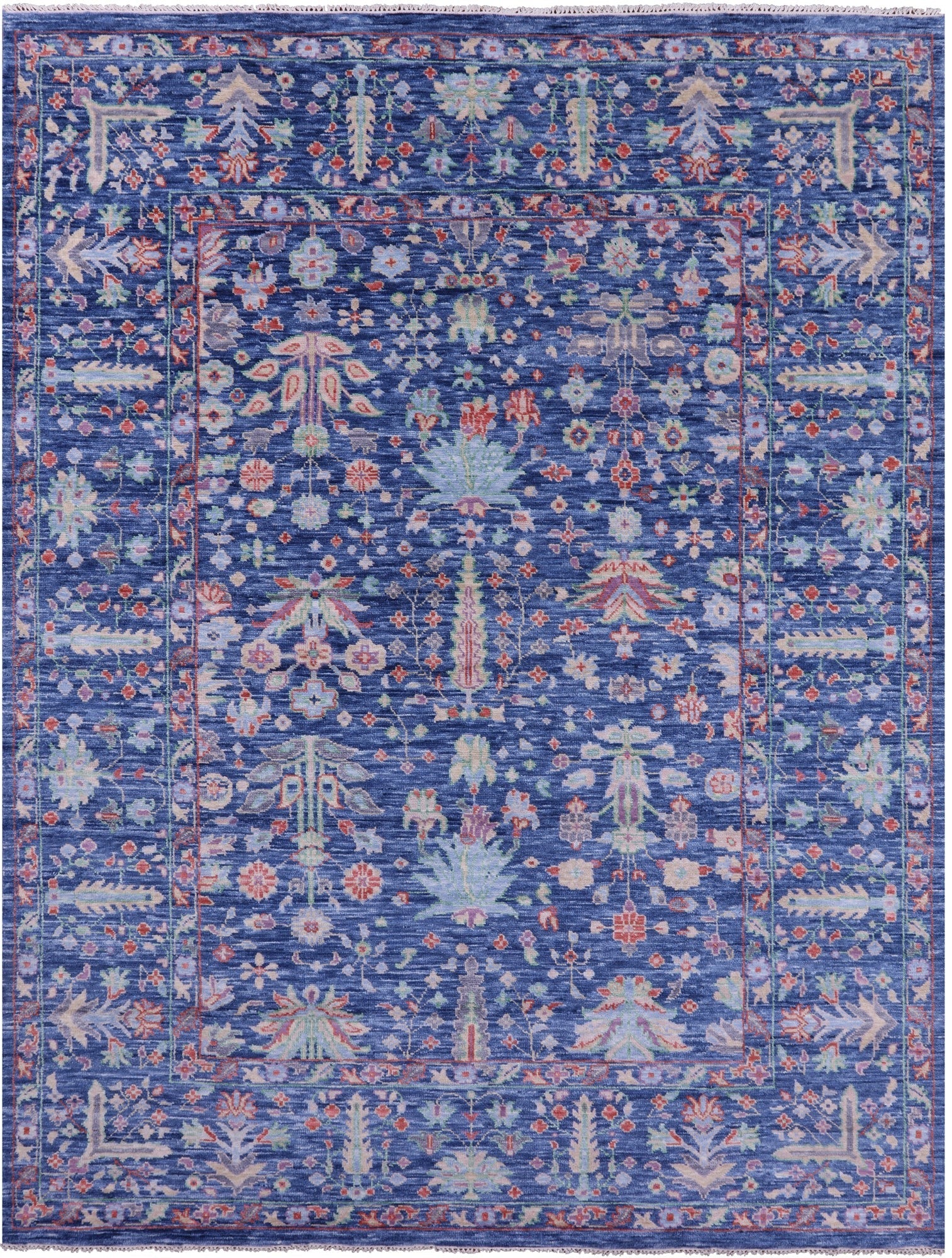 Blue Turkish Oushak Hand Knotted Wool Rug - 9' 0" X 11' 11" - Golden Nile