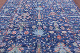 Blue Turkish Oushak Hand Knotted Wool Rug - 9' 0" X 11' 11" - Golden Nile