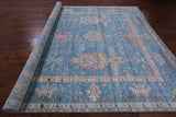 Blue Turkish Oushak Hand Knotted Wool Rug - 10' 1" X 13' 11" - Golden Nile