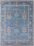 Blue Turkish Oushak Hand Knotted Wool Rug - 10' 1" X 13' 11" - Golden Nile
