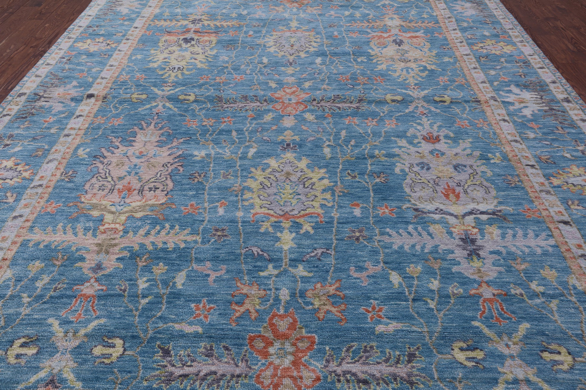 Blue Turkish Oushak Hand Knotted Wool Rug - 10' 1" X 13' 11" - Golden Nile