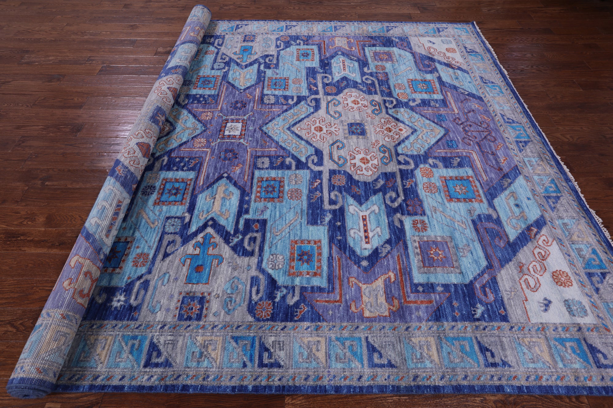 Kazak Hand Knotted Wool Rug - 9' 2" X 12' 1" - Golden Nile