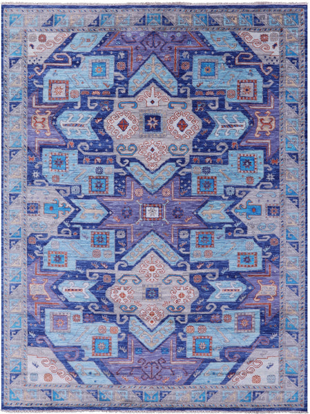 Kazak Hand Knotted Wool Rug - 9' 2" X 12' 1" - Golden Nile