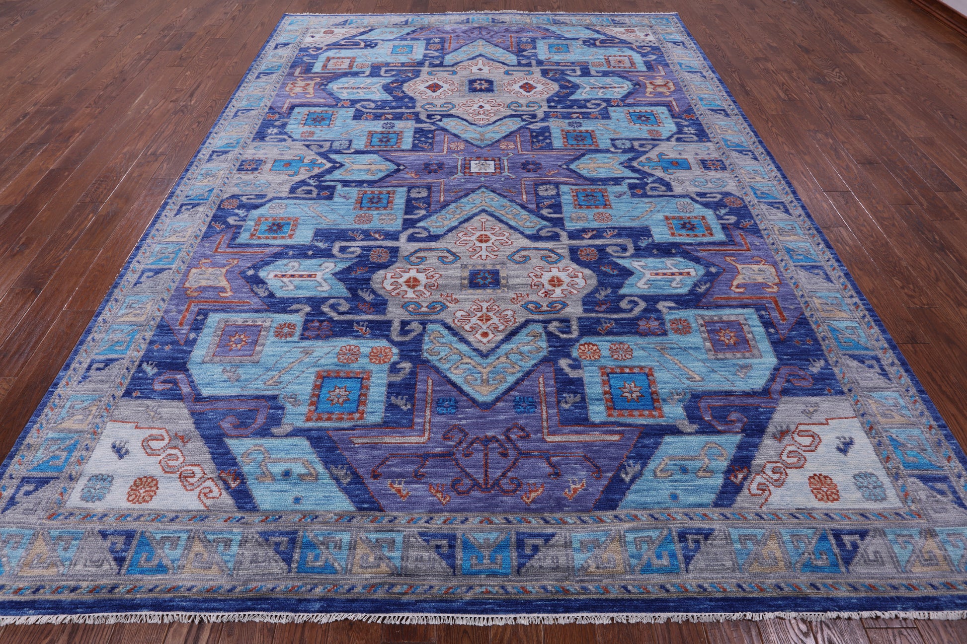 Kazak Hand Knotted Wool Rug - 9' 2" X 12' 1" - Golden Nile