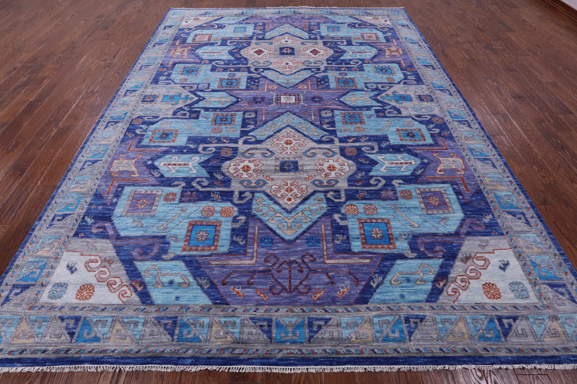 Kazak Hand Knotted Wool Rug - 9' 2" X 12' 1" - Golden Nile