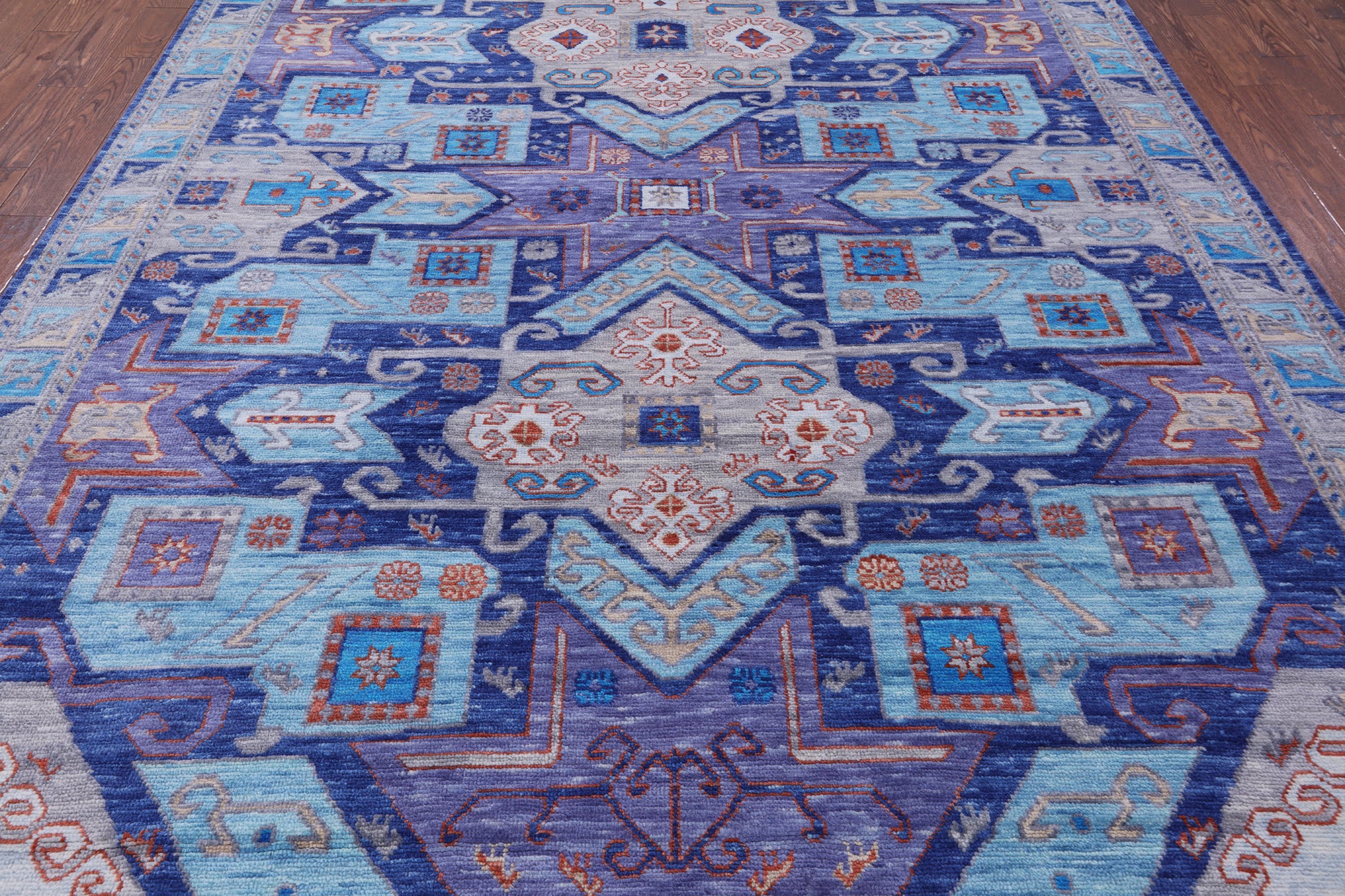 Kazak Hand Knotted Wool Rug - 9' 2" X 12' 1" - Golden Nile