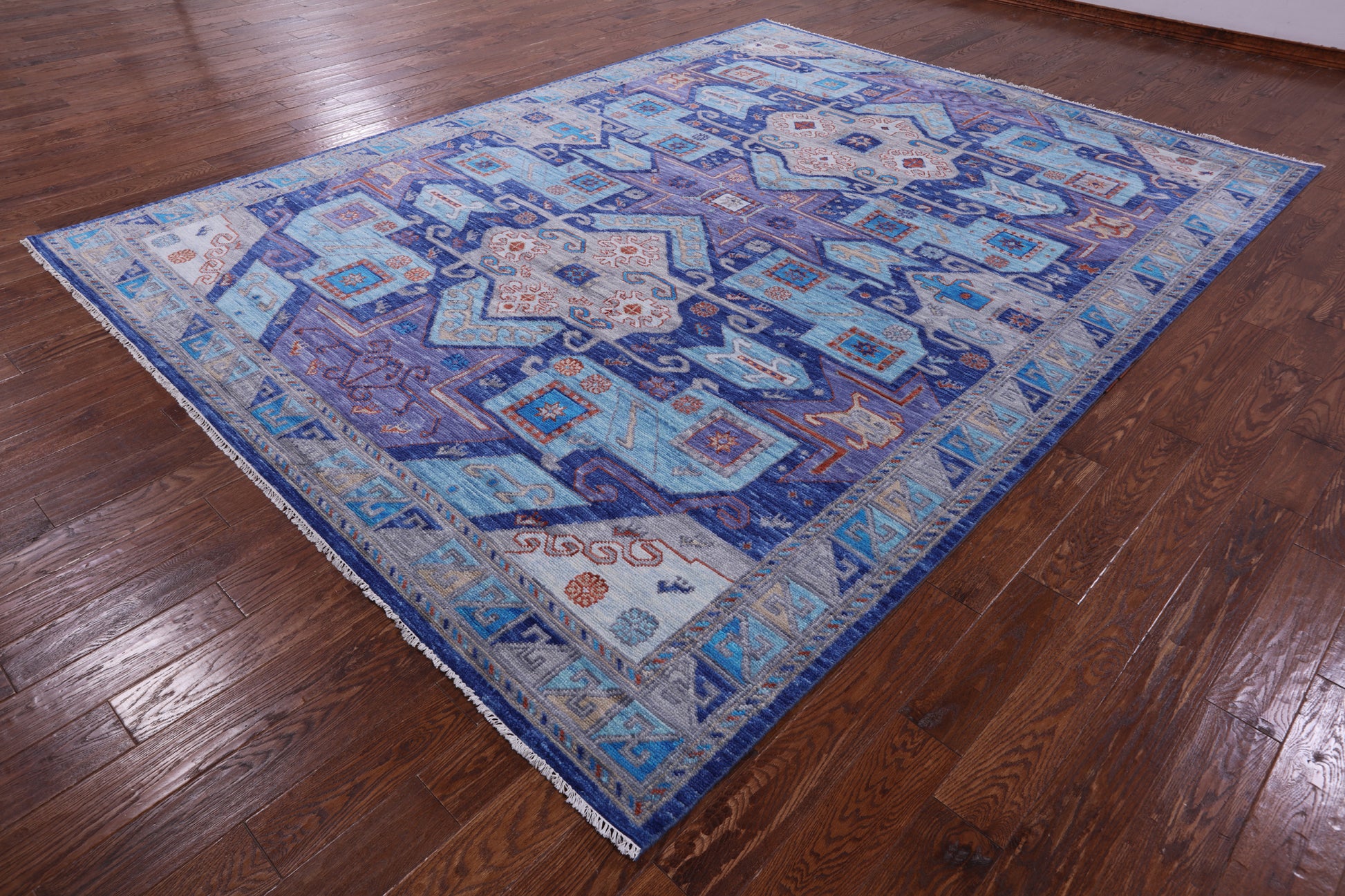 Kazak Hand Knotted Wool Rug - 9' 2" X 12' 1" - Golden Nile