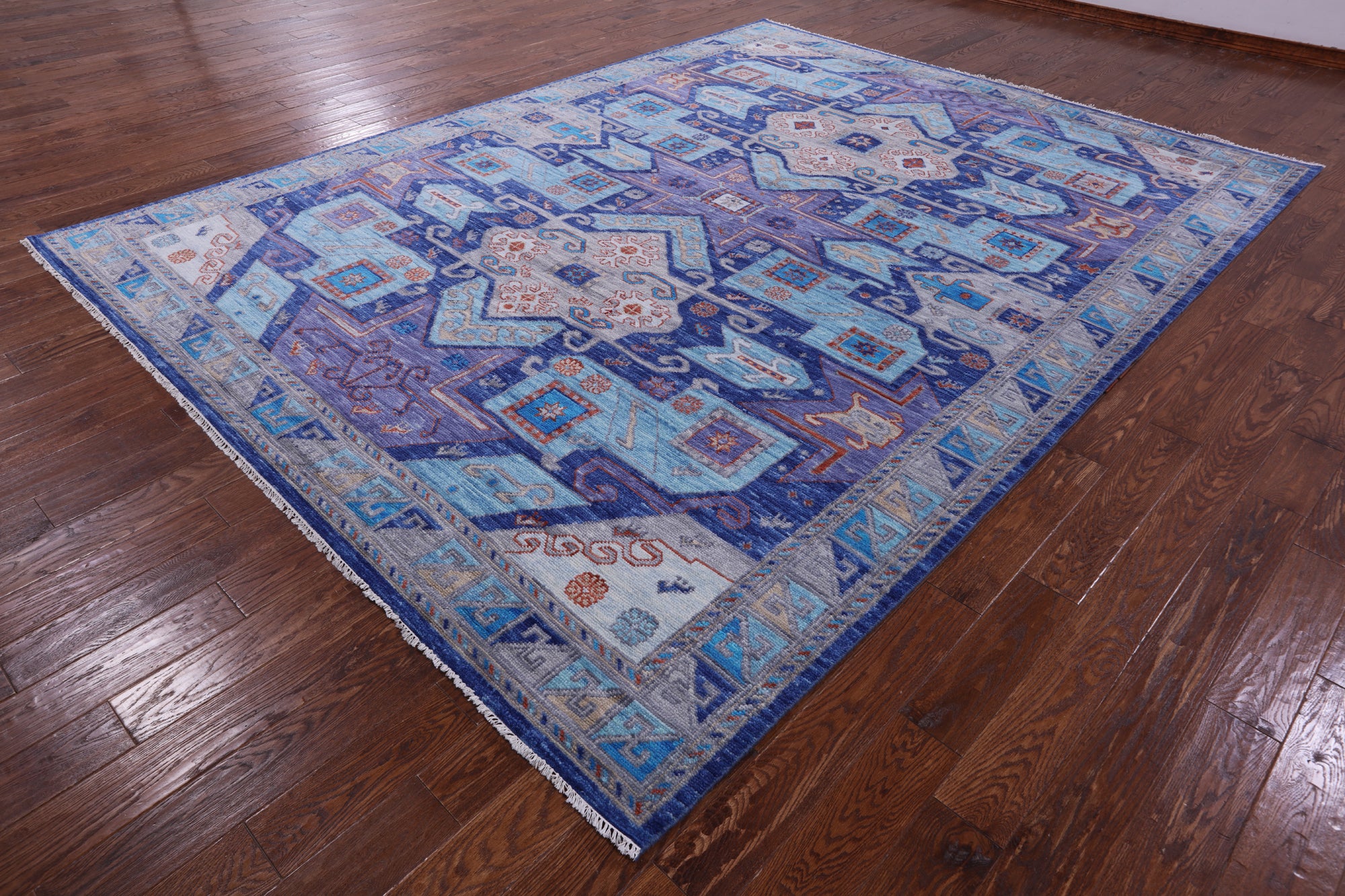 Kazak Hand Knotted Wool Rug - 9' 2" X 12' 1" - Golden Nile