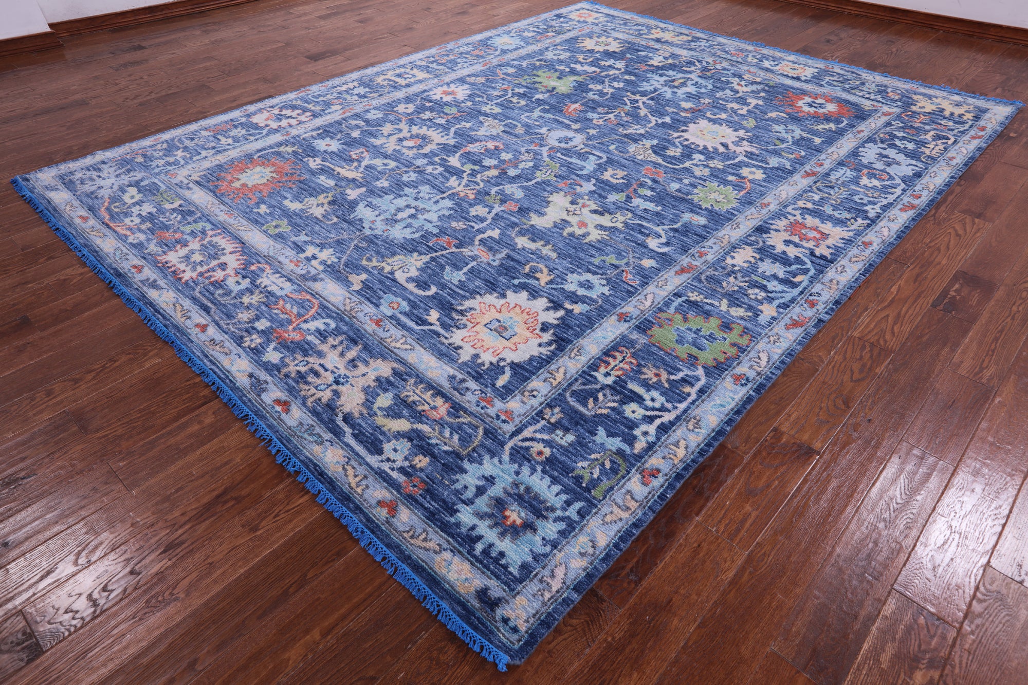 Blue Turkish Oushak Handmade Wool Rug - 9' 2" X 12' 0" - Golden Nile