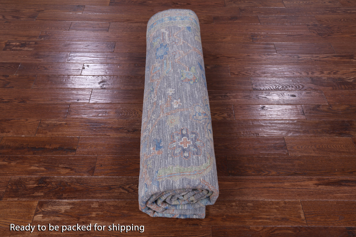Grey Turkish Oushak Hand Knotted Wool Rug - 9' 1" X 12' 2" - Golden Nile
