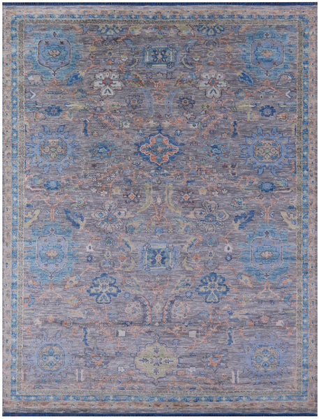 Grey Turkish Oushak Hand Knotted Wool Rug - 9' 1" X 12' 2" - Golden Nile