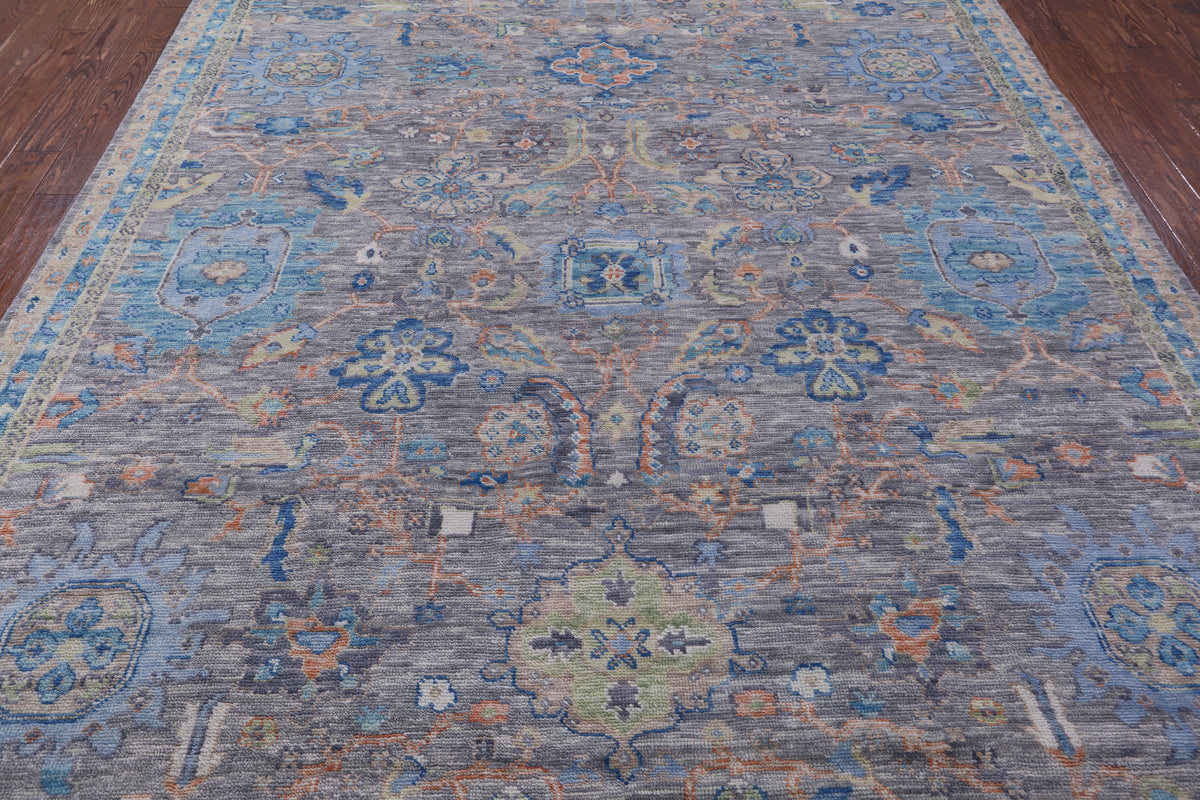 Grey Turkish Oushak Hand Knotted Wool Rug - 9' 1" X 12' 2" - Golden Nile