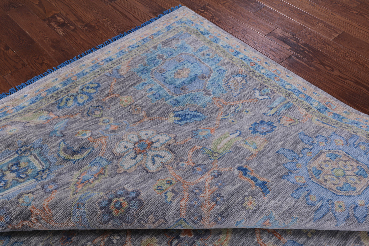 Grey Turkish Oushak Hand Knotted Wool Rug - 9' 1" X 12' 2" - Golden Nile
