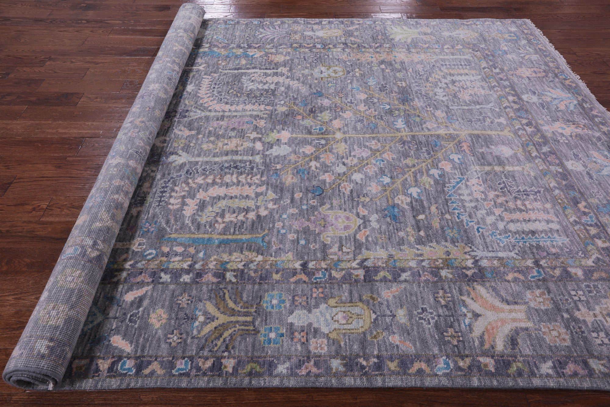 Grey Turkish Oushak Hand Knotted Wool Rug - 7' 11" X 10' 8" - Golden Nile