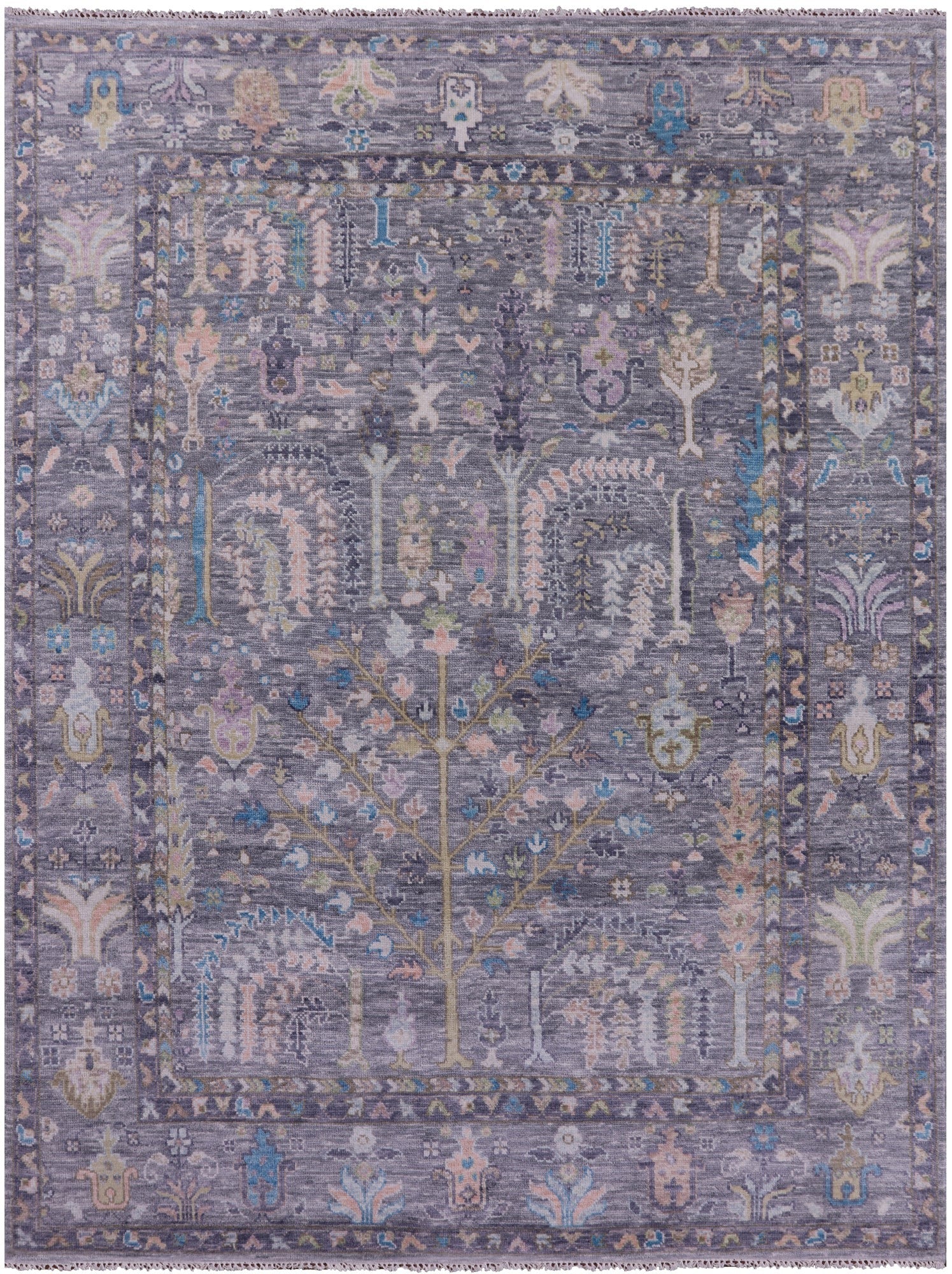Grey Turkish Oushak Hand Knotted Wool Rug - 7' 11" X 10' 8" - Golden Nile