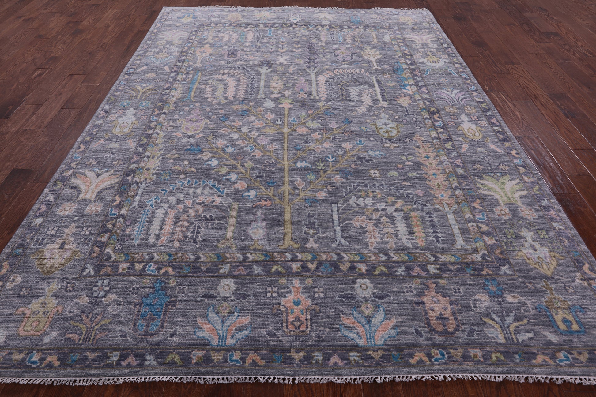 Grey Turkish Oushak Hand Knotted Wool Rug - 7' 11" X 10' 8" - Golden Nile