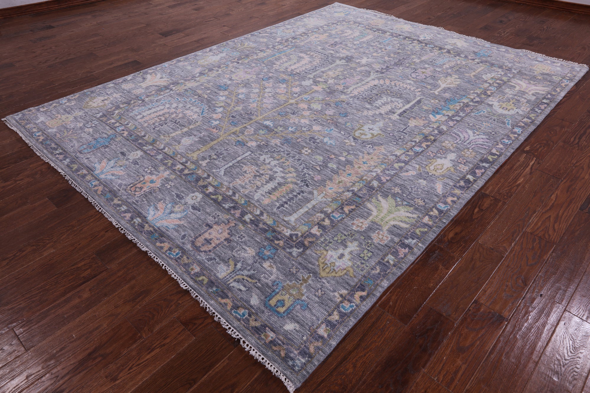 Grey Turkish Oushak Hand Knotted Wool Rug - 7' 11" X 10' 8" - Golden Nile
