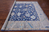 Blue Square Turkish Oushak Hand Knotted Wool Rug - 9' 1" X 9' 3" - Golden Nile