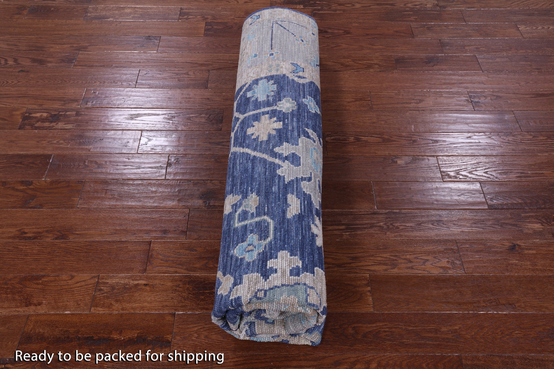 Blue Square Turkish Oushak Hand Knotted Wool Rug - 9' 1" X 9' 3" - Golden Nile